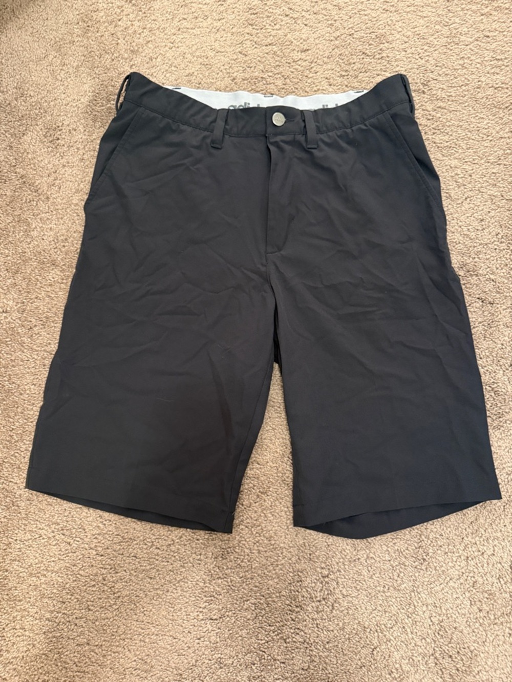 adidas Men's Black Athletic Flat-Front Shorts